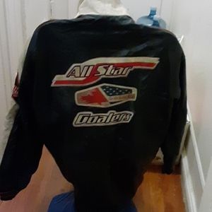 Full length all leather varsity jacket